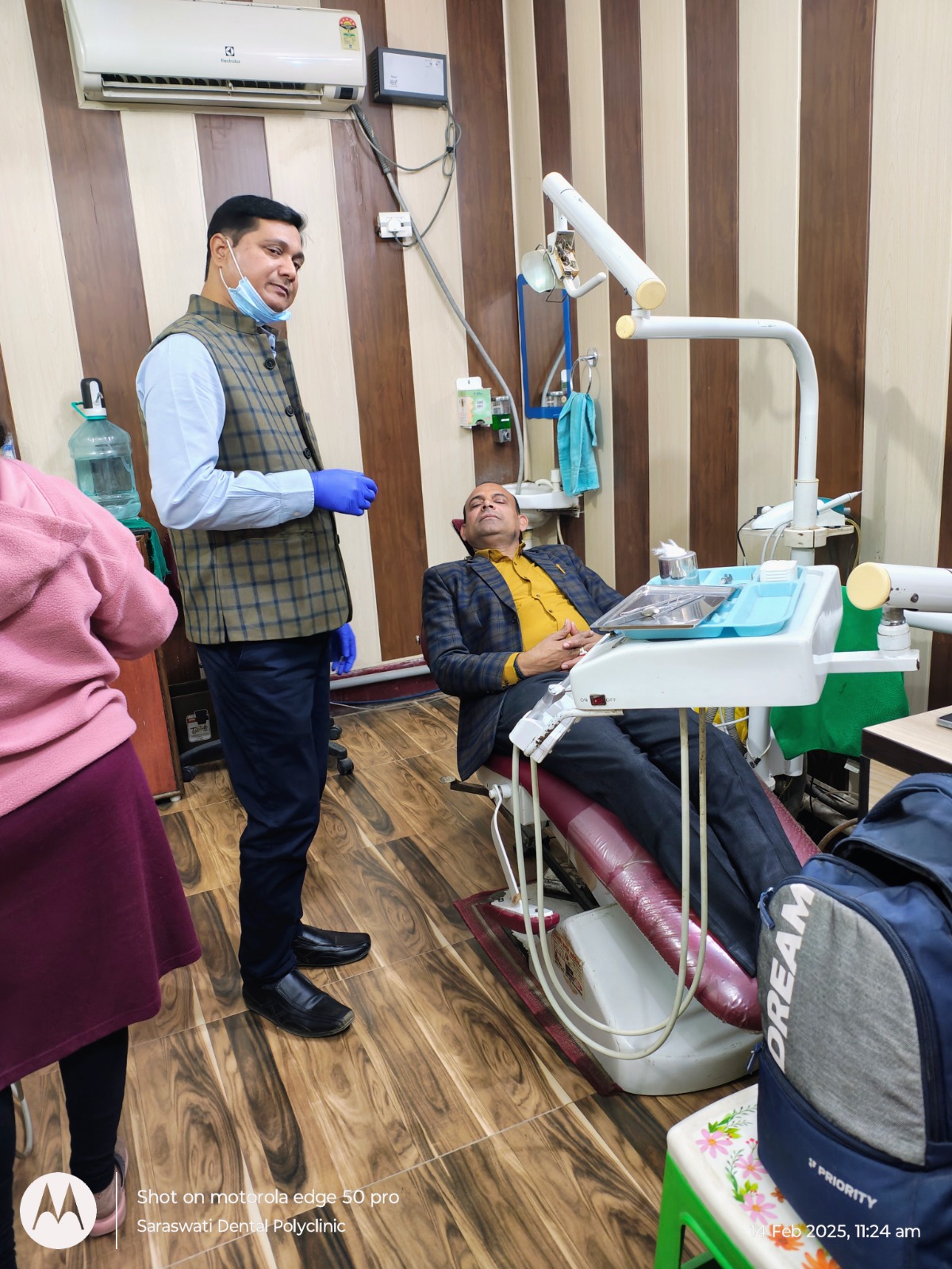 Dr. Devesh Mishra consulting patient at Saraswati Dental Polyclinic